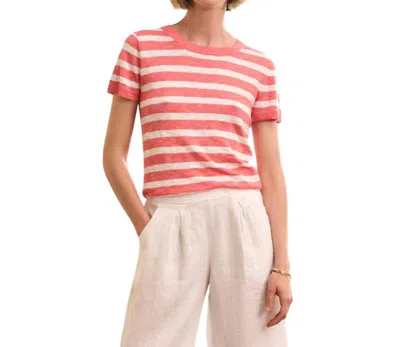 Hatley Simone Knit Tee In Coral Stripes In Pink