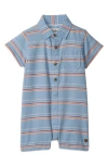 Hatley Stripe Cotton Chambray Romper In Heritage Blue