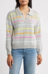 Hatley Stripe Johnny Collar Sweater In Gray