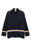 Hatley Stripe Mock Neck Sweater In Black