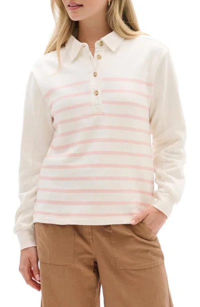 Hatley Stripe Polo Sweatshirt In White
