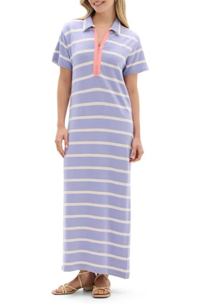 Hatley Stripe Quarter Zip Shift Dress In Blue