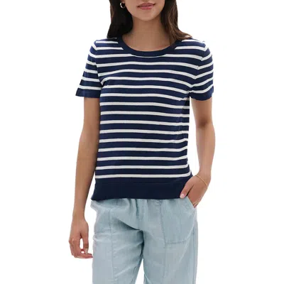 Hatley Stripe Short Sleeve Sweater In Blue