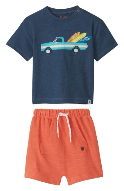 Hatley Babies'  Surfboard Cotton Graphic T-shirt & Shorts Set In Ensign Blue