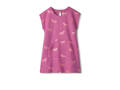 Hatley Terry Slouchy Dress (toddler/little Kid/big Kid) Girl's Dress Shimmer Horses : 10 (big Kid), Cotton/ In Pink