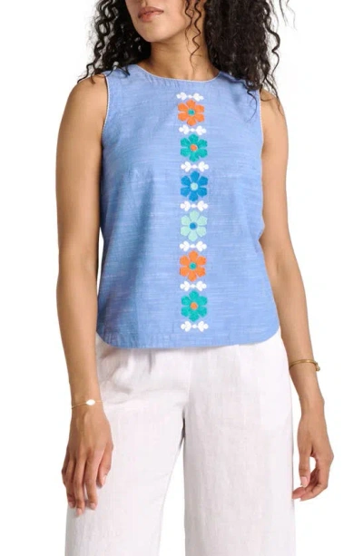 Hatley Tessa Embroidered Sleeveless Chambray Top In Blue