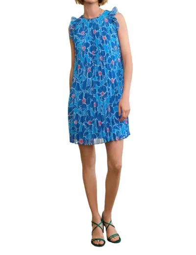Hatley Floral Pleat Minidress In Blue