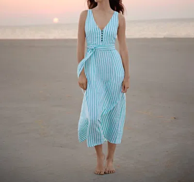 Hatley The Isla Maxi Dress In Turquoise Stripes In Blue