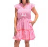 Hatley The Layla Flutter Sleeve Dress In Neon Pink Stripes In Pink