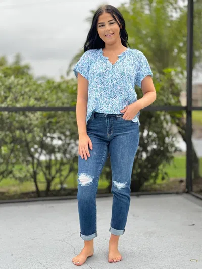 Hatley The Sylvie Blouse In Ripples In Blue