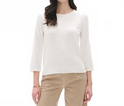 Hatley Three Quarter Sleeve Knit Top In White
