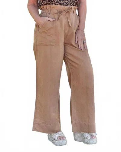 Hatley Tie Front Wide Leg Pants In Tigers Eye In Brown