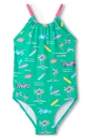 Hatley Tropical Escape One-piece Swimsuit In Green