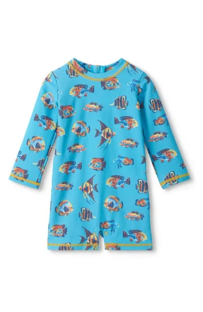 Hatley Babies'  Tropical Ocean Long Sleeve One-piece Rashguard Swimsuit In Multi