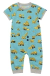 Shop Hatley Under Construction Cotton Jersey Romper In Milky Blue