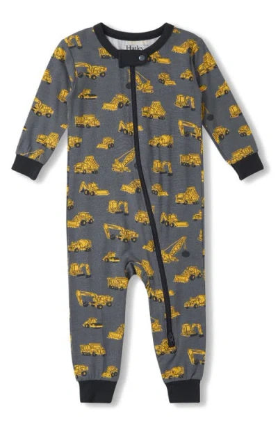 Hatley Babies'  Under Construction Jersey Romper In Bering Sea