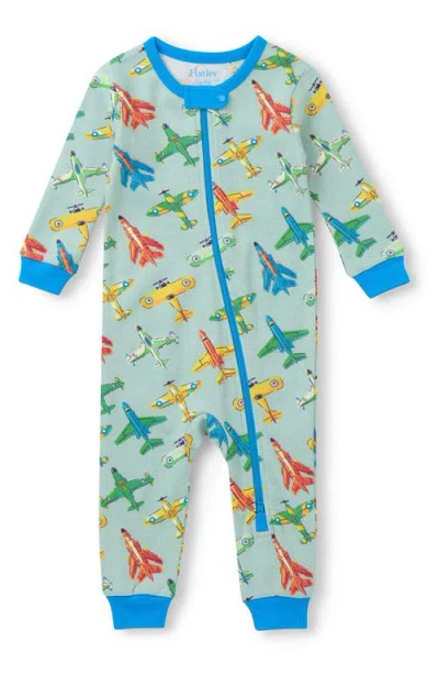 Hatley Babies'  Vintage Aircrafts Organic Cotton Zip Romper In Multi