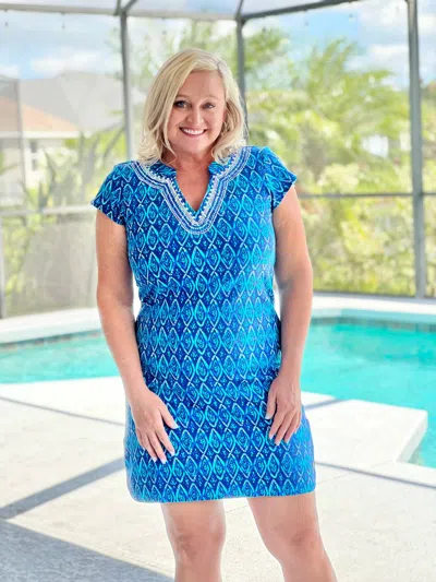 Hatley Zara Mini Dress In Painted Diamonds In Blue