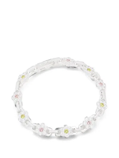 Hatton Labs Crystal-embellished Floral-link Bracelet In Transparent