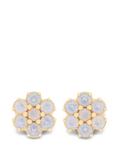 Hatton Labs Floral Crystal-embellished Earrings In Gold