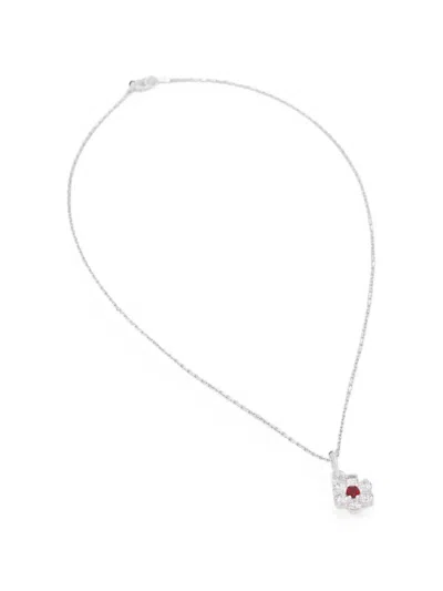 Hatton Labs Floral Crystal-pendant Necklace In Silver