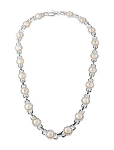 Pre-owned Hatton Labs Freshwater Pearl & Cubic Zirconia Romeo Necklace, 20" In Multi