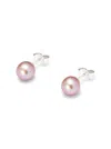 Hatton Labs Freshwater Pink Pearl Stud Earrings In Sterling Silver Woman In Pink