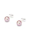 Hatton Labs Freshwater Pink Pearl Stud Earrings In Sterling Silver Woman In Pink