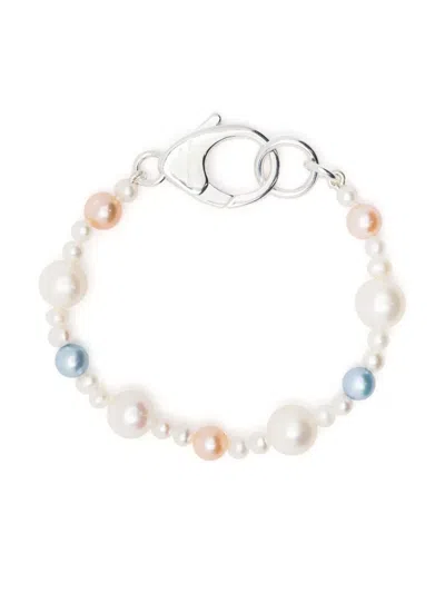 Hatton Labs Lobster-lock Pearl Bracelet In Weiss