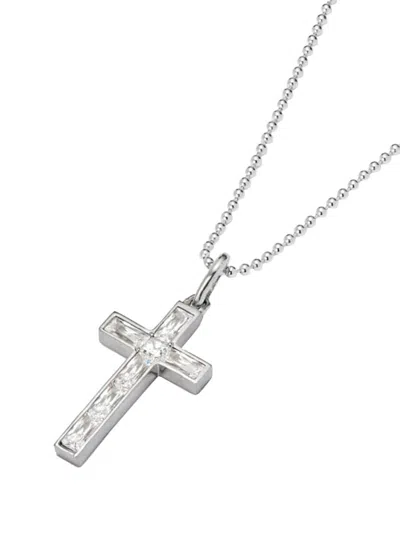 Hatton Labs Men's Sterling Silver & Cubic Zirconia Cross Pendant Necklace In Metallic