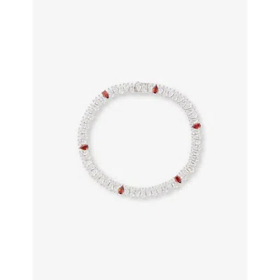 Hatton Labs Mens  Drop 925 Sterling Silver Bracelet In White / Red