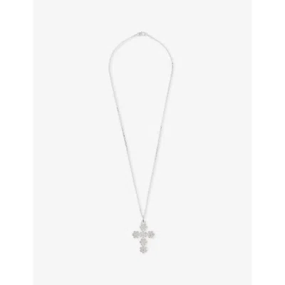 Hatton Labs Mens Bloom Cross-pendant 925 Sterling Silver Necklace Anchor Chain