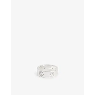 Hatton Labs Mens Daisy 925 Sterling Silver And Cubic Zirconia Ring White