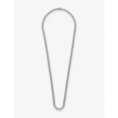Hatton Labs Mens Silver Tennis Spike-embellished Sterling-silver And Cubic Zirconia Necklace