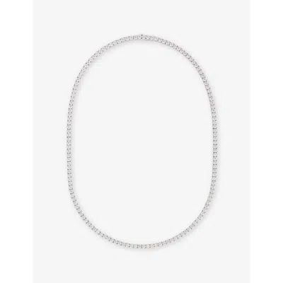 Hatton Labs Mens  Classic Cubic Zirconia And 925 Sterling-silver Tennis Chain Necklace In White