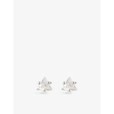 Hatton Labs Mens White Triangle-shape Sterling-silver Earrings