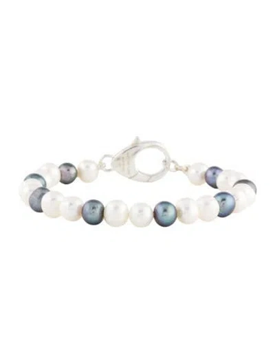 Pre-owned Hatton Labs Pearl & Dyed Pearl Pebbles Bead Bracelet, 7" In Multi