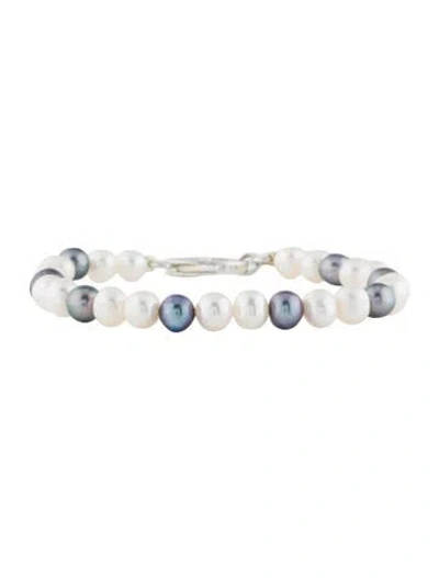 Pre-owned Hatton Labs Pearl & Dyed Pearl Pebbles Bead Bracelet, 7.5" In Multi