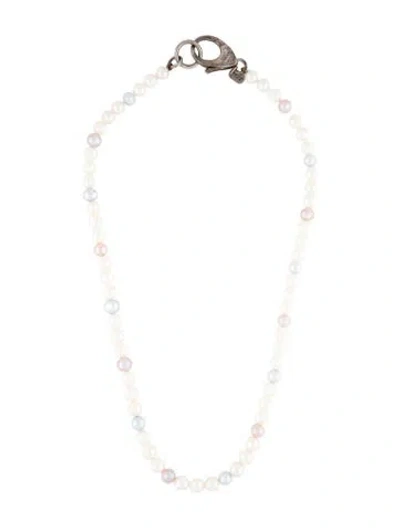 Pre-owned Hatton Labs Pearl Bead Strand Necklace, 20.25" In Blue/purple/white