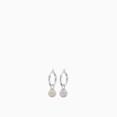 Hatton Labs Pearl Hoop Earrings In Silver