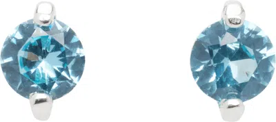 Hatton Labs Silver & Blue Round S Earrings In Silver / Topaz
