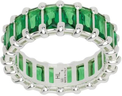 Hatton Labs Silver & Green Baguette Eternity Ring In Silver / Green