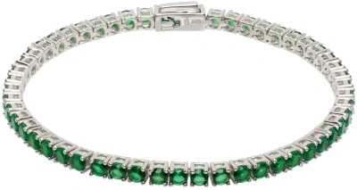 Hatton Labs Silver & Green Classic Tennis Bracelet In Silver / Green