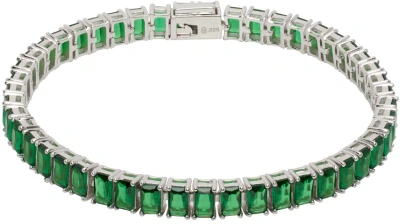 Hatton Labs Silver & Green Classic Tennis Bracelet In Silver / Green