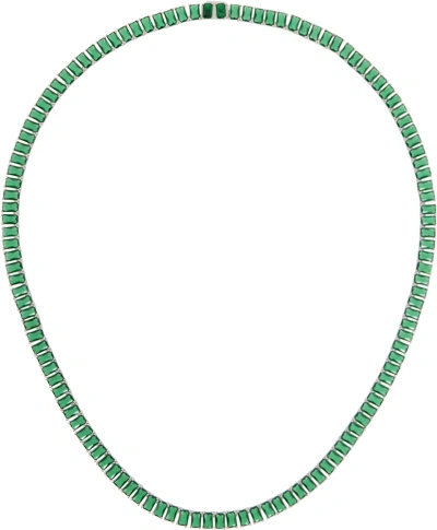 Hatton Labs Silver & Green Emerald Cut Tennis Chain Necklace In Silver / Green