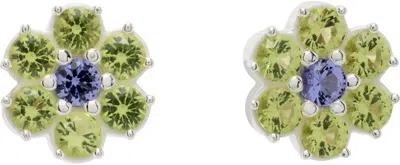 Hatton Labs Silver & Multicolor Daisy Earrings In Peridot/tanzanite