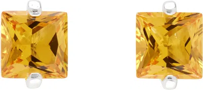 Hatton Labs Silver & Orange Square S Earrings In Silver/yellow