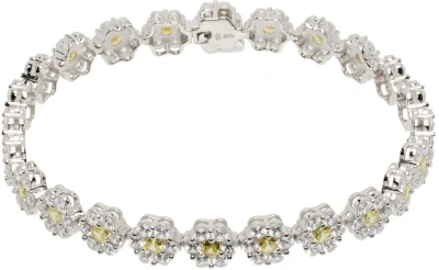 Hatton Labs Silver & Yellow Daisy Tennis Bracelet In Silver / Yellow