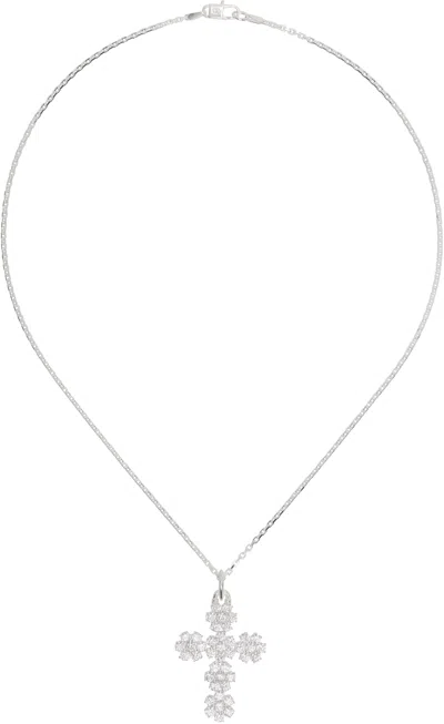 Hatton Labs Silver Bloom Pendant Necklace In Anchor Chain
