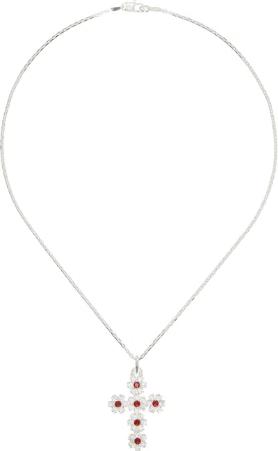 Hatton Labs Silver Bloom Pendant Necklace In Anchor Chain